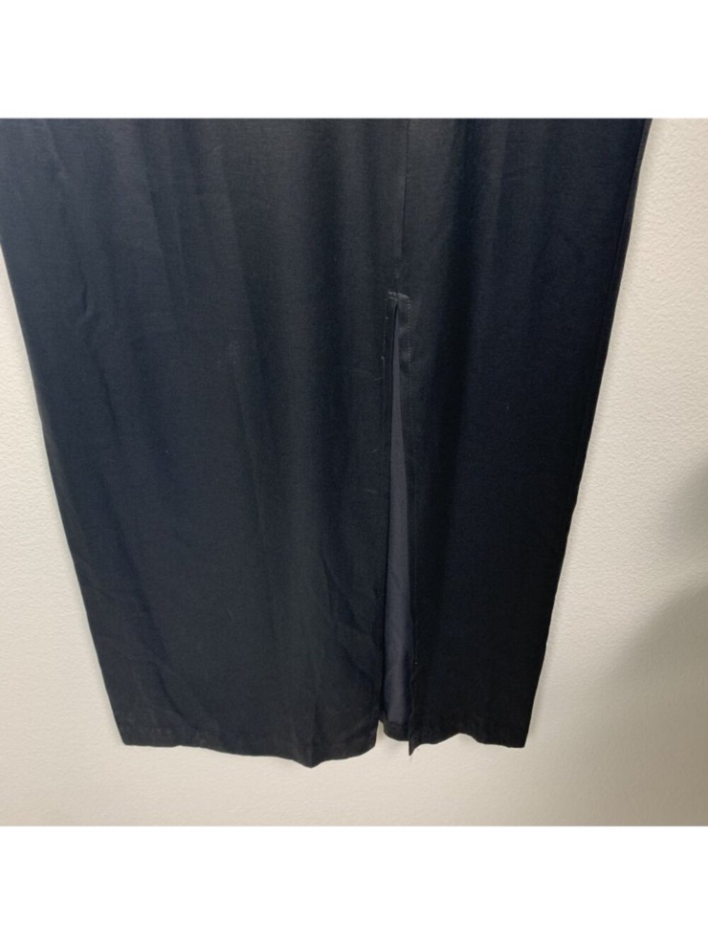 ✨3/$30 VTG Women's 8 CDC Mandarin Collar Black Satin Maxi Dress Asian Floral AGB - Picture 2 of 6